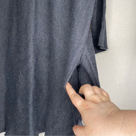 Tahari Gray Soft Color Block 3/4 Sleeves Pockets Slits Tunic Sweater Dress M - Picture 8 of 10